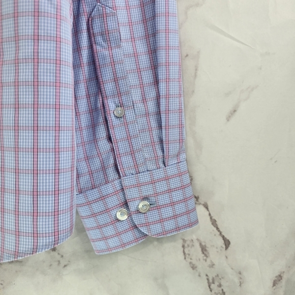 Untuckit Shirt Mens XXL 2XL Blue Plaid Button Up Arrigoni Wrinkle Free Slim Fit - Picture 13 of 15